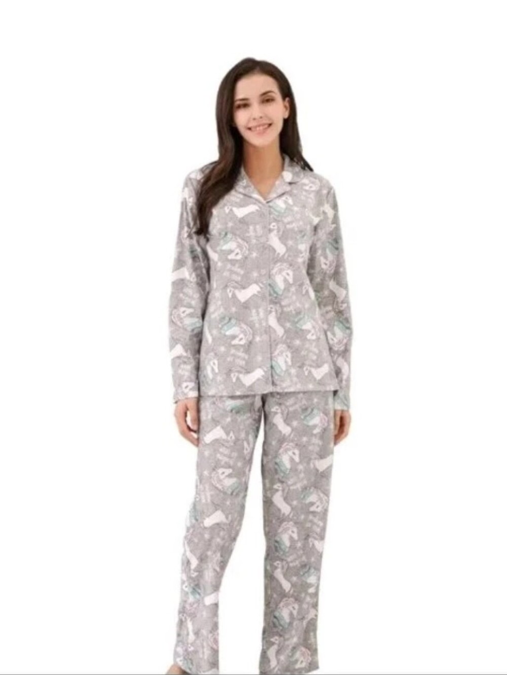 NWT Richie House Womens Knit Flannel Pajama Sleepwear Set with Pants Size Small